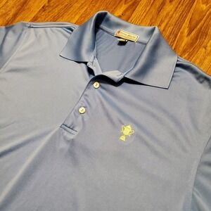 Peter Millar‎ Polo Shirt Men Medium Summer Comfort Blue Golf Polyester Stretch